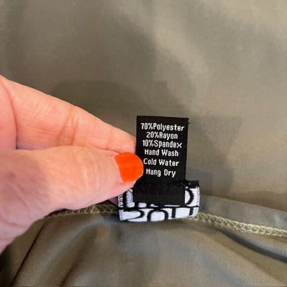 Clara Sun Woo Long Tunic Olive Green Side Slits Breezy 3/4 Sleeve Size Medium - Picture 7 of 12